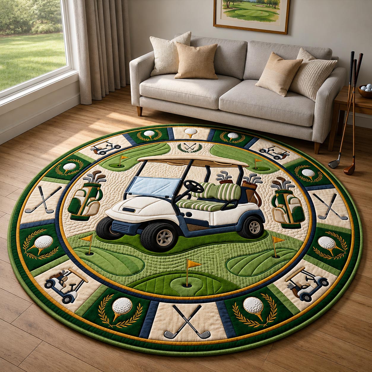 Golf Cart Quilted Round Mat GFTOLAN1472