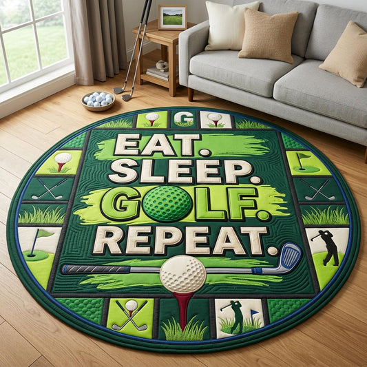 Eat Sleep Golf Repeat Quilted Round Mat GFTOLAN1476