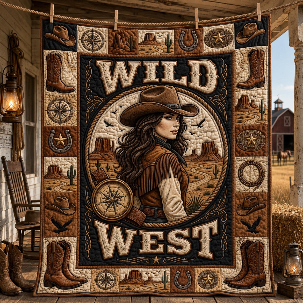 Wild West Cowgirl Quilted Blanket GFTOLAN1498