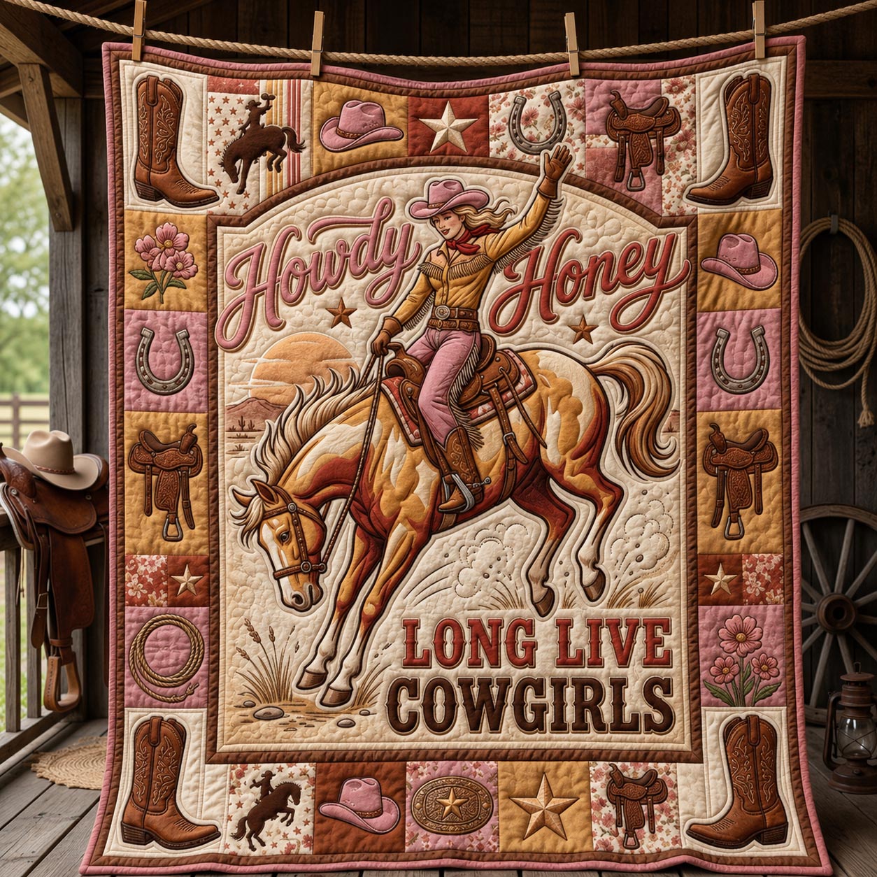 Western Cowgirl Quilted Blanket GFTOLAN1500