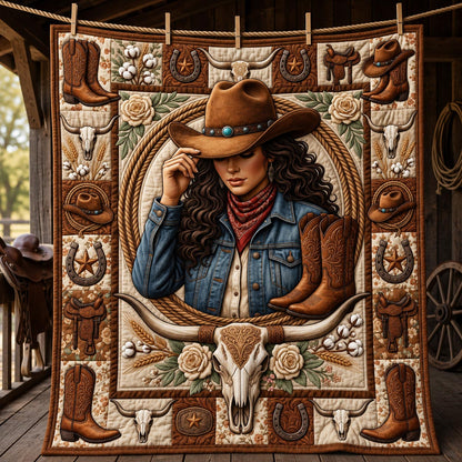 Western Cowgirl Quilted Blanket GFTOLAN1501