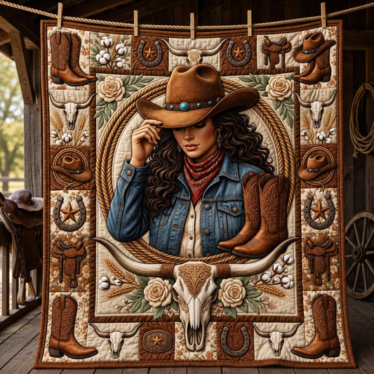 Western Cowgirl Quilted Blanket GFTOLAN1501