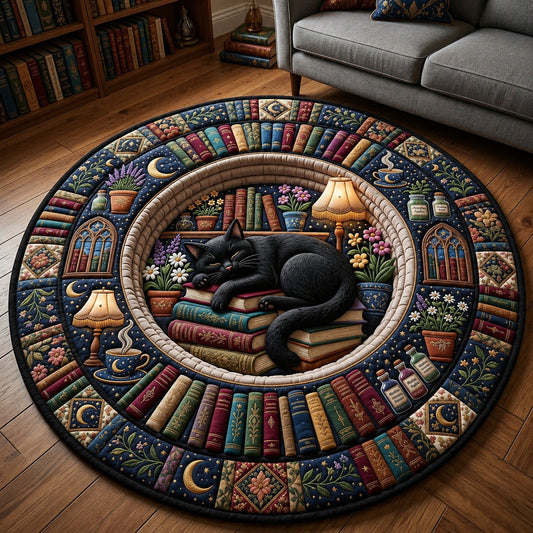 Reading Cat Quilted Round Mat GFTOLAN1579