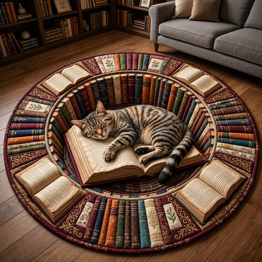 Reading Cat Quilted Round Mat GFTOLAN1581