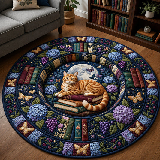 Reading Cat Quilted Round Mat GFTOLAN1583