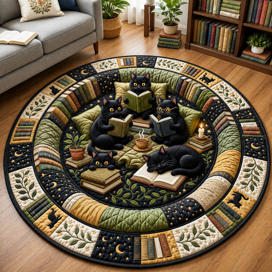 Reading Cat Quilted Round Mat GFTOLAN1584