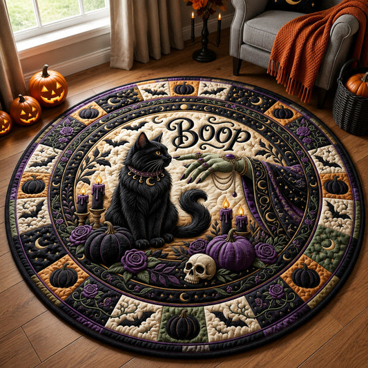Witch Black Cat Quilted Round Mat GFTOLAN1585
