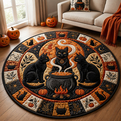 Witch Black Cat Quilted Round Mat GFTOLAN1586