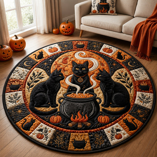 Witch Black Cat Quilted Round Mat GFTOLAN1586