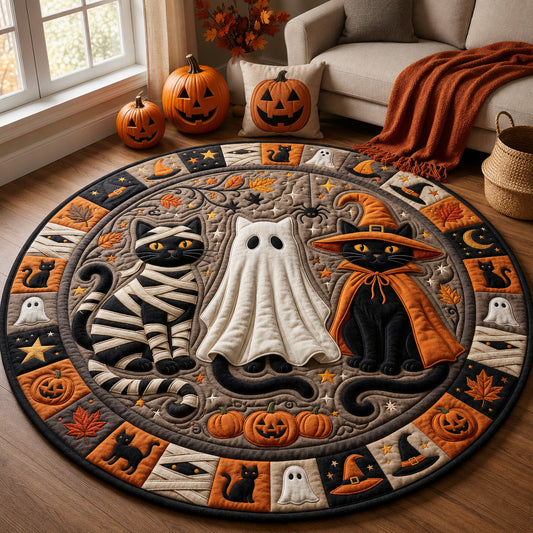 Witch Black Cat Quilted Round Mat GFTOLAN1587