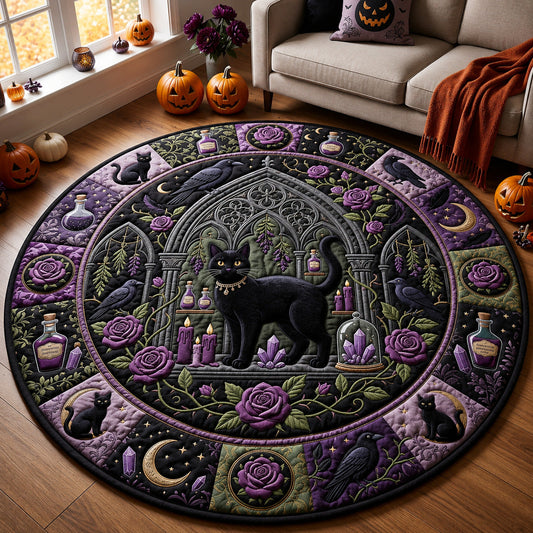 Witch Black Cat Quilted Round Mat GFTOLAN1588