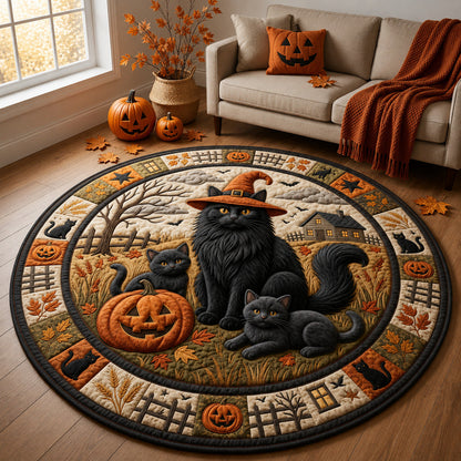 Witch Black Cat Quilted Round Mat GFTOLAN1589