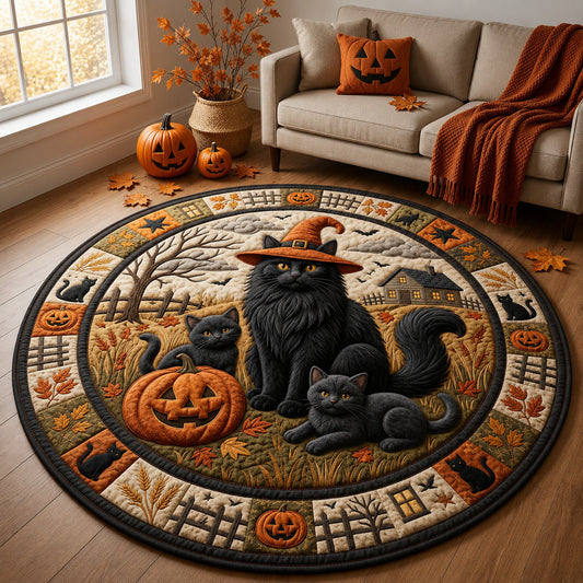 Witch Black Cat Quilted Round Mat GFTOLAN1589