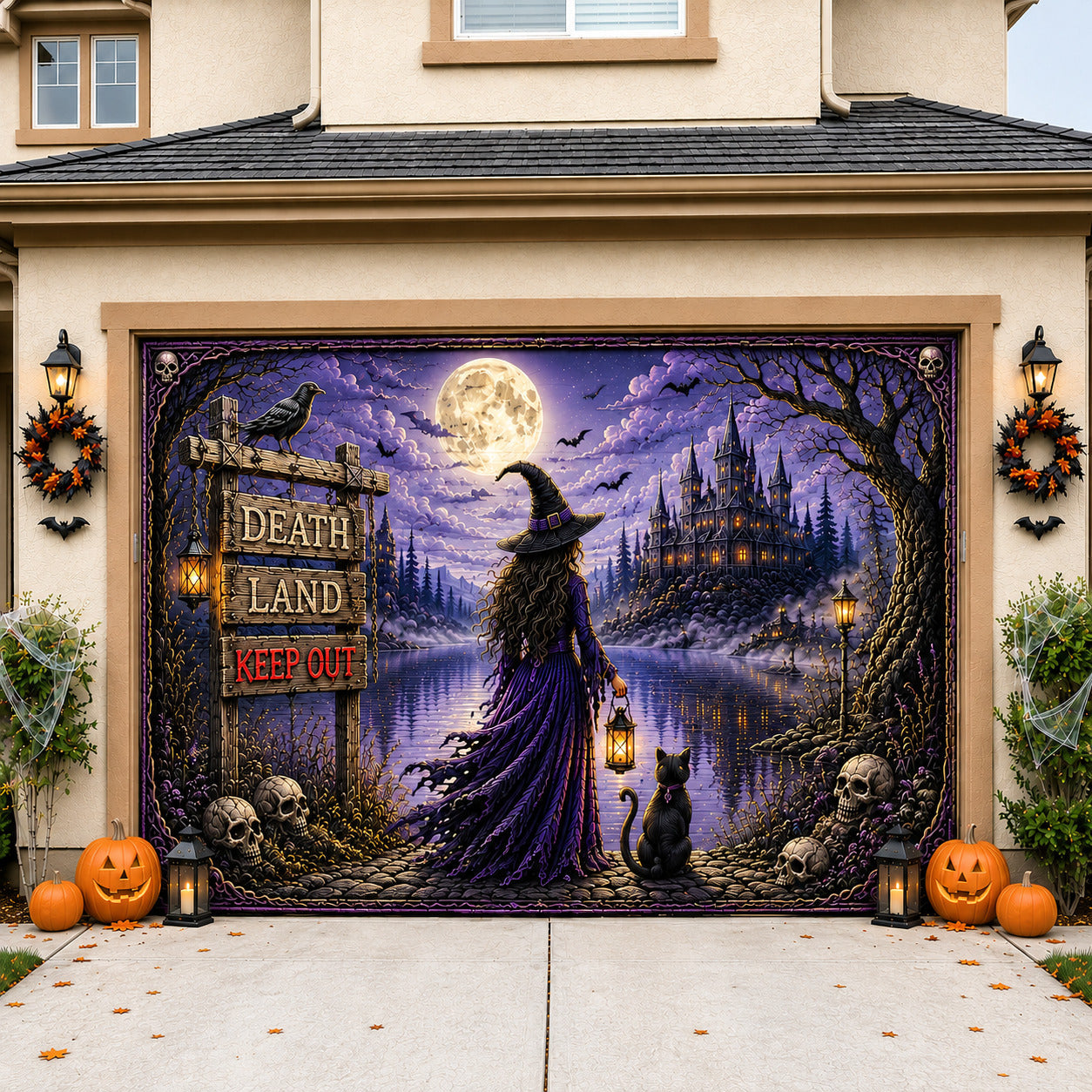 Witch Black Cat Garage Door Banner GFTOLAN1600
