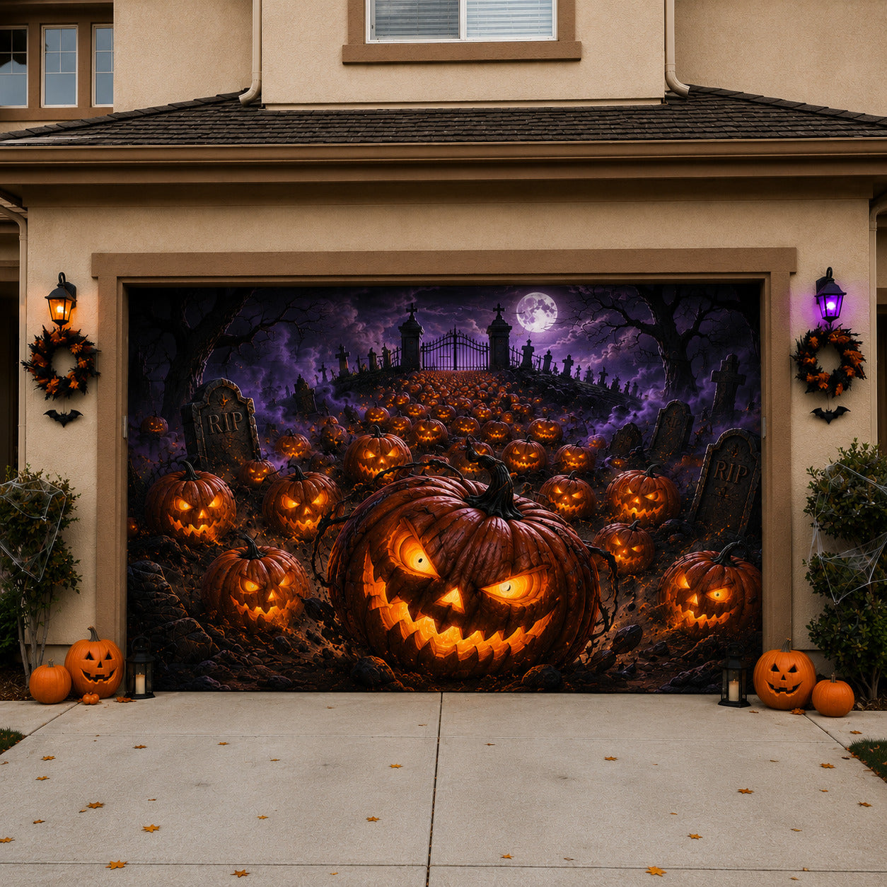 Pumpkin Graveyard Garage Door Banner GFTOLAN1634