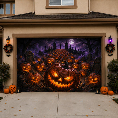 Pumpkin Graveyard Garage Door Banner GFTOLAN1634