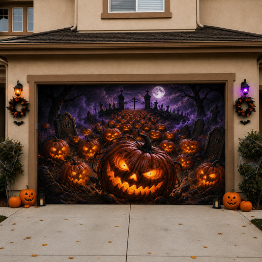 Pumpkin Graveyard Garage Door Banner GFTOLAN1634