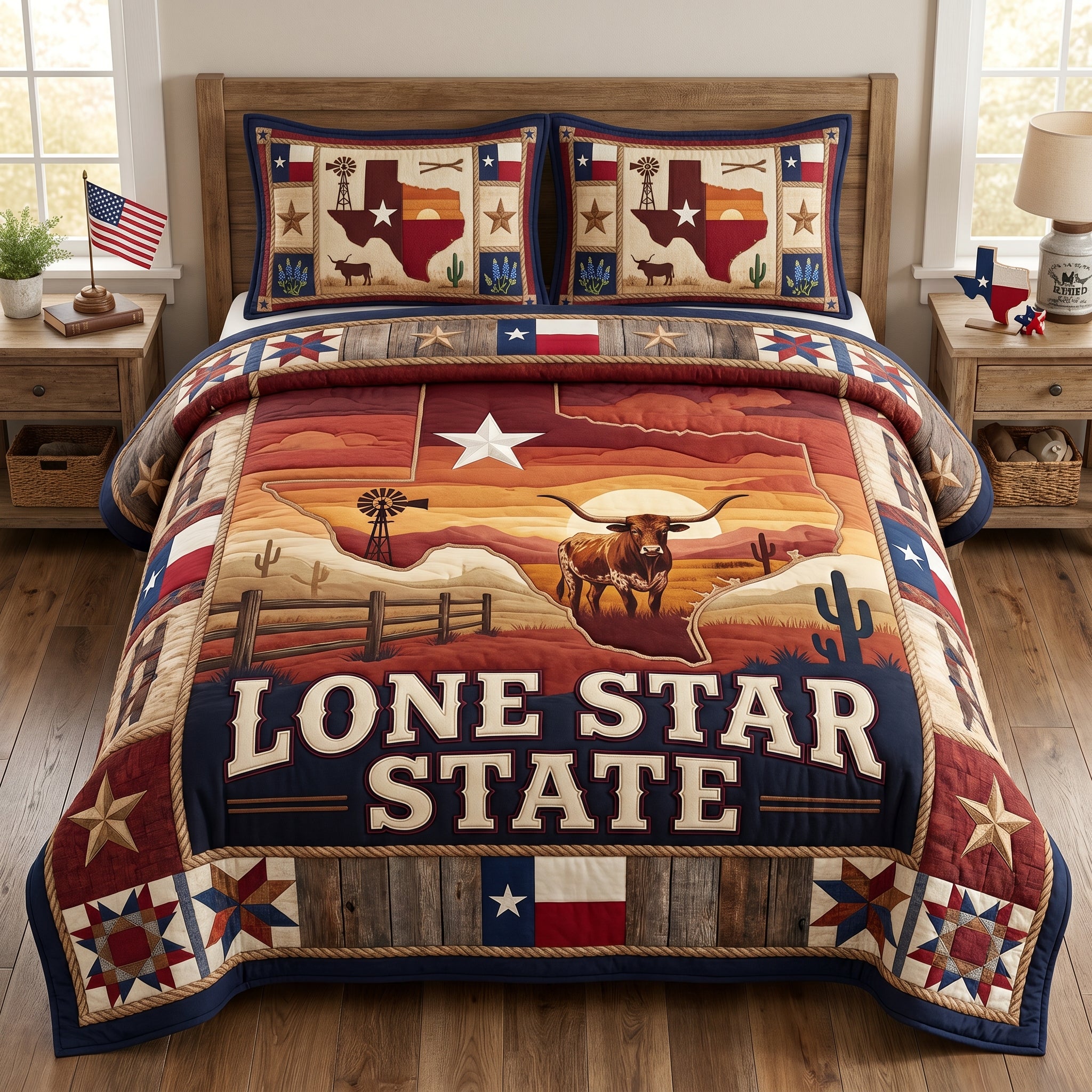 Lone Star State Texas 3-Piece Quilted Bedding Set GFTOLAN169 ...