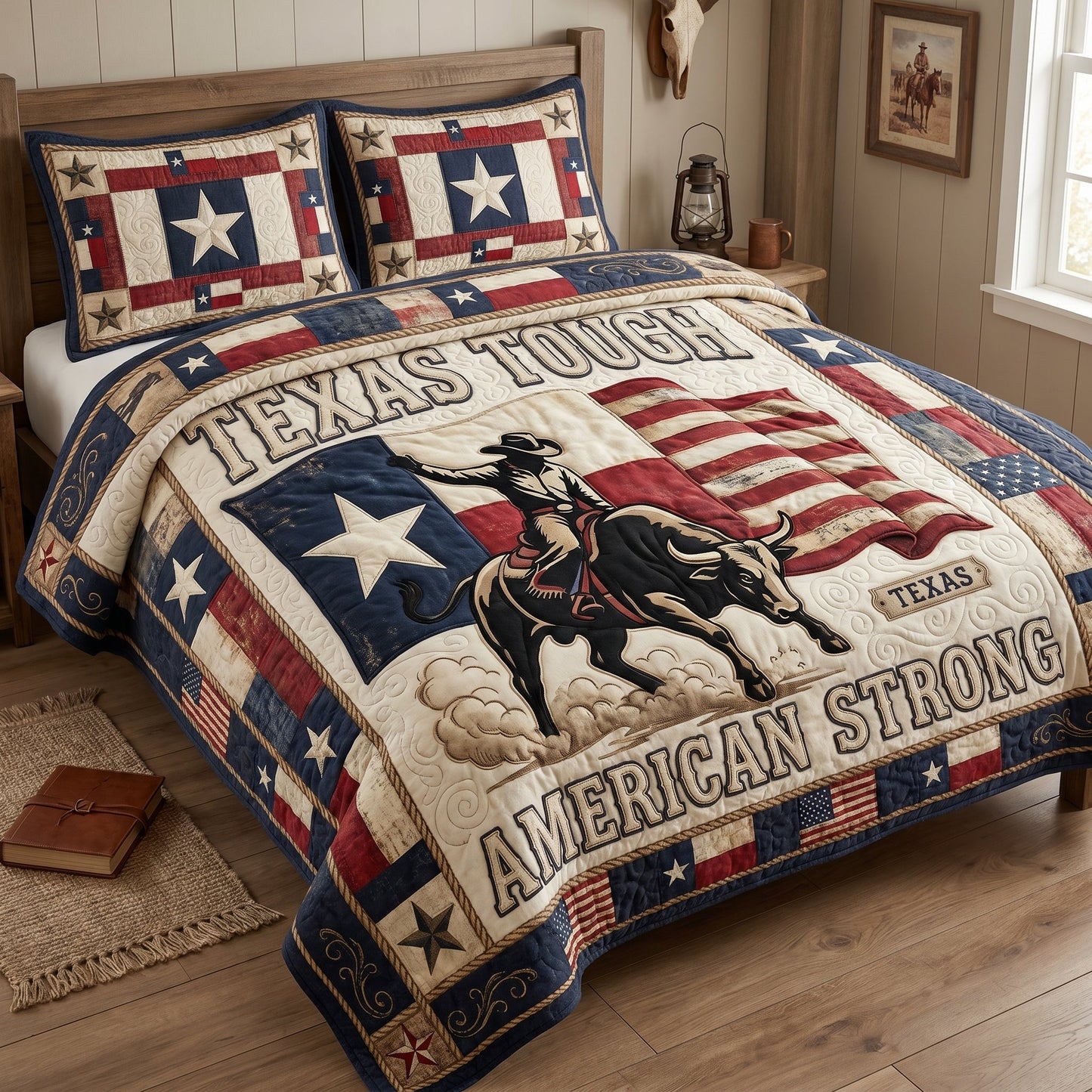 Texas Tough American Strong 3-Piece Quilted Bedding Set GFTOLAN172