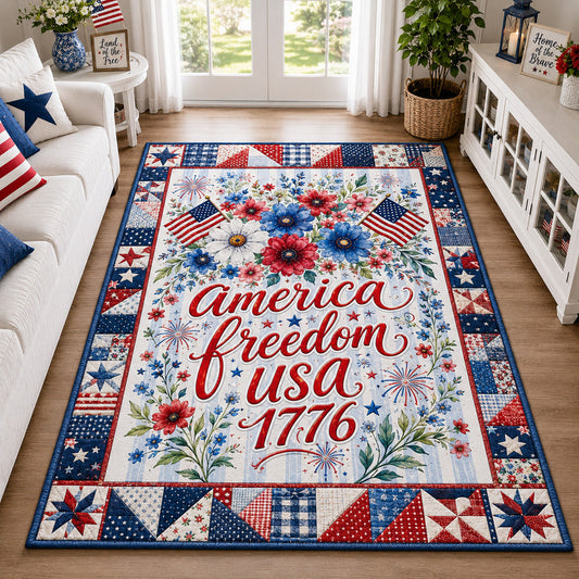 Patriotic Flower USA Area Rug GFTOLAN175