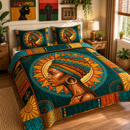 Royal Black Queen 3-Piece Quilted Bedding Set GFTOLAN211