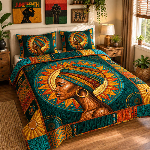 Royal Black Queen 3-Piece Quilted Bedding Set GFTOLAN211