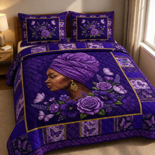 Purple Grace 3-Piece Quilted Bedding Set GFTOLAN214