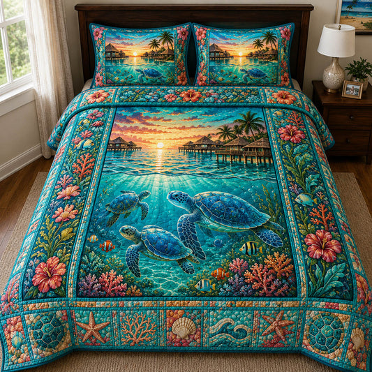 Sea Turtle 3-Piece Quilted Bedding Set GFTOLAN253