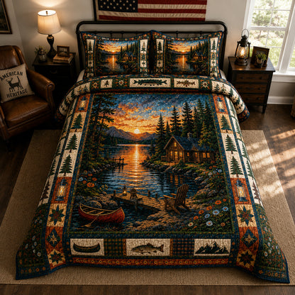 Lakeside Sunset 3-Piece Quilted Bedding Set GFTOLAN257