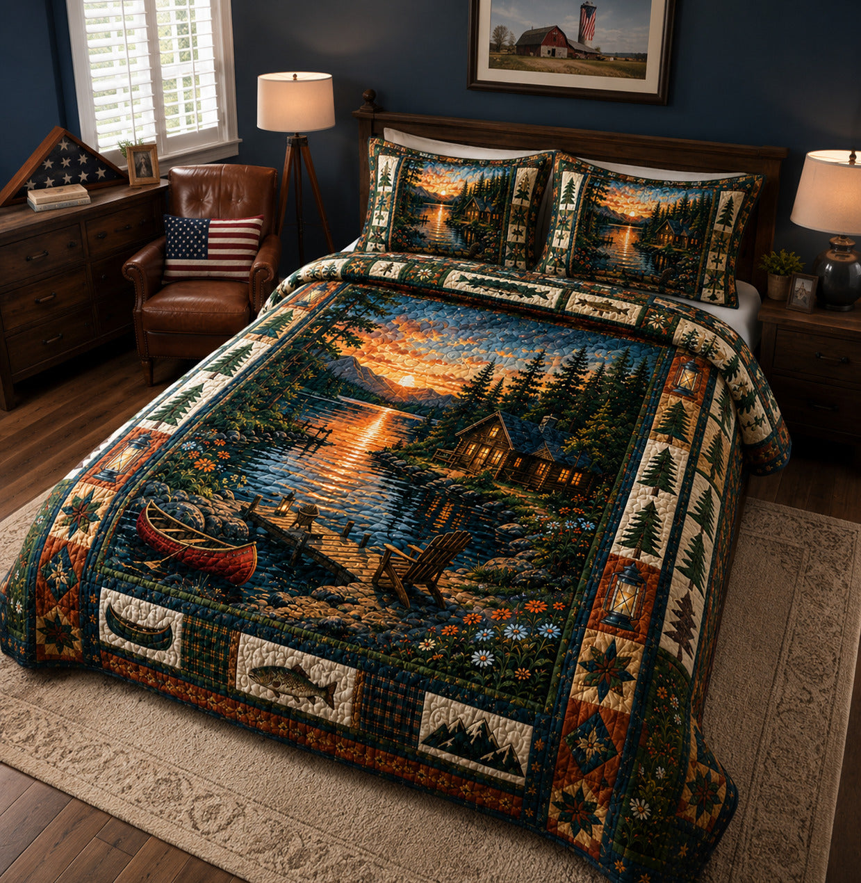 Lakeside Sunset 3-Piece Quilted Bedding Set GFTOLAN257