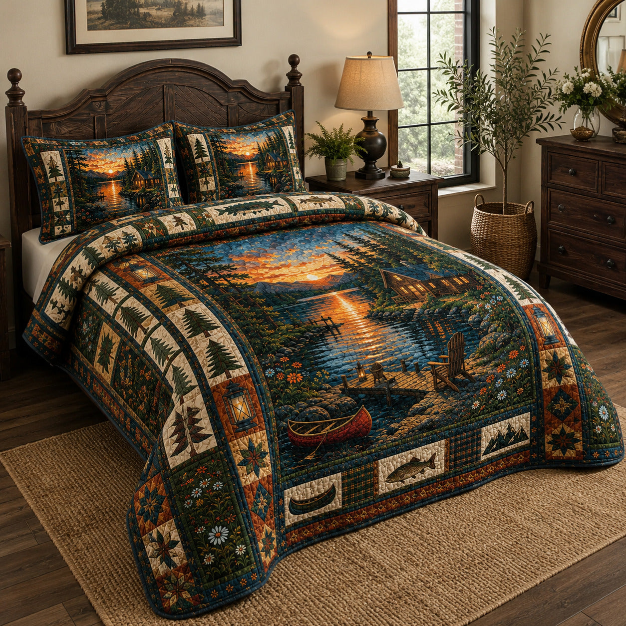 Lakeside Sunset 3-Piece Quilted Bedding Set GFTOLAN257