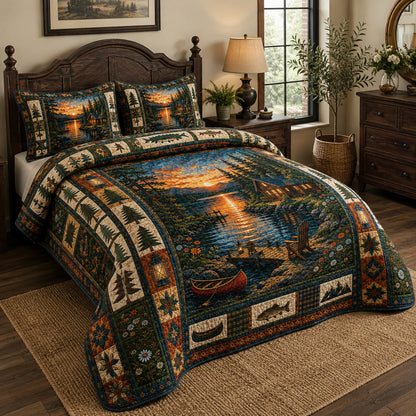 Lakeside Sunset 3-Piece Quilted Bedding Set GFTOLAN257