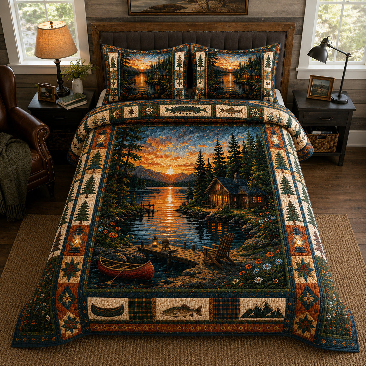 Lakeside Sunset 3-Piece Quilted Bedding Set GFTOLAN257