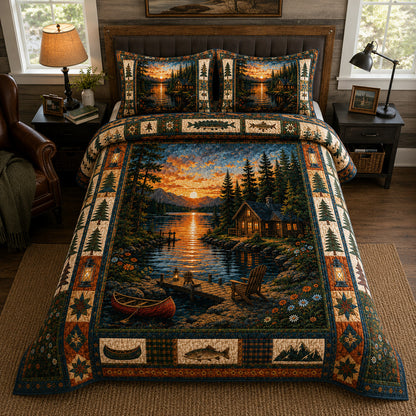 Lakeside Sunset 3-Piece Quilted Bedding Set GFTOLAN257