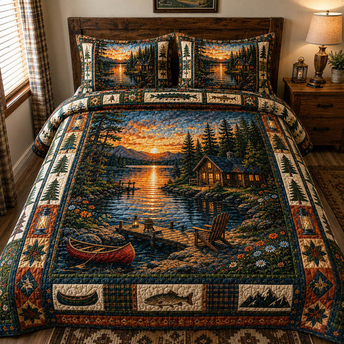 Lakeside Sunset 3-Piece Quilted Bedding Set GFTOLAN257