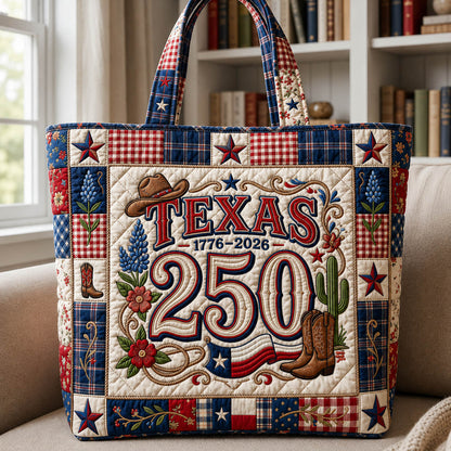 Texas 250 Anniversary Quilted Tote Bag GFTOLAN266