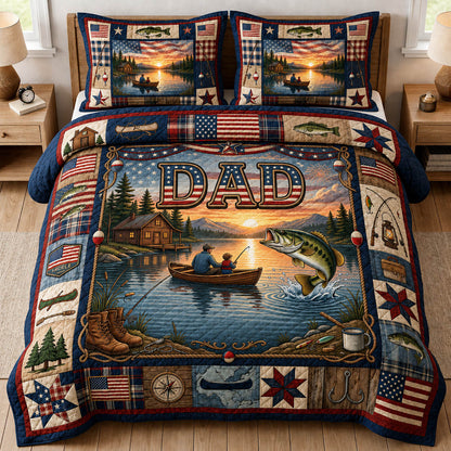 Rustic Lake Fishing 3-Piece Quilted Bedding Set GFTOLAN279
