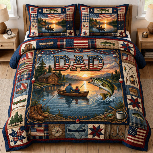 Rustic Lake Fishing 3-Piece Quilted Bedding Set GFTOLAN279
