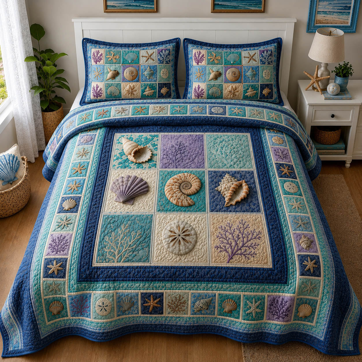 Coastal Patchwork 3-Piece Quilted Bedding Set GFTOLAN299