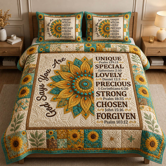 God Says You Are 3-Piece Quilted Bedding Set GFTOLAN314