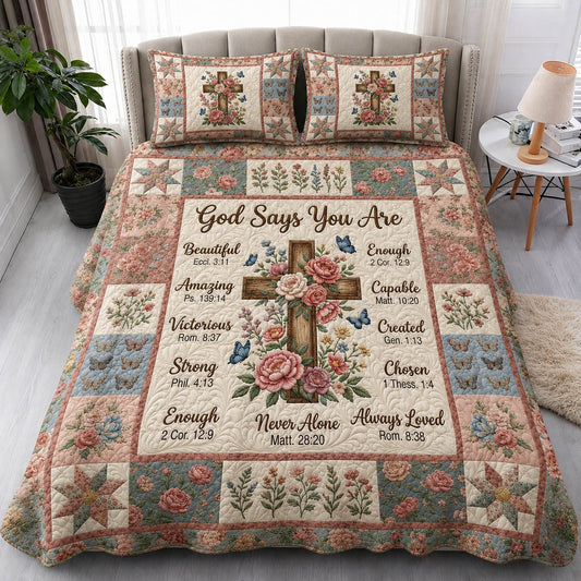 God Says You Are 3-Piece Quilted Bedding Set GFTOLAN315