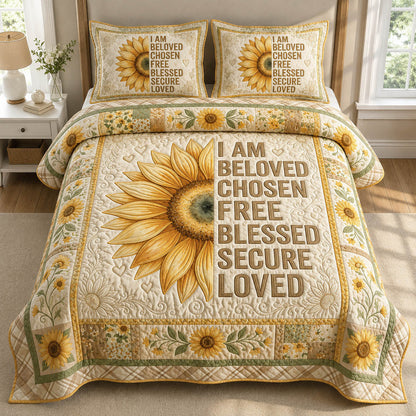 Faith Sunflower 3-Piece Quilted Bedding Set GFTOLAN319