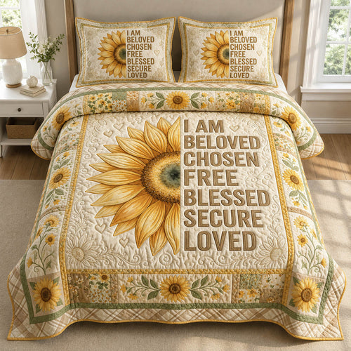 Faith Sunflower 3-Piece Quilted Bedding Set GFTOLAN319