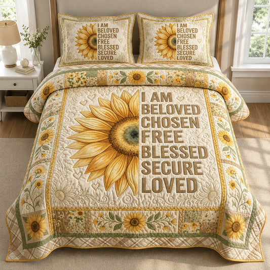 Faith Sunflower 3-Piece Quilted Bedding Set GFTOLAN319