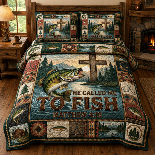 He Call Me To Fish 3-Piece Quilted Bedding Set GFTOLAN326