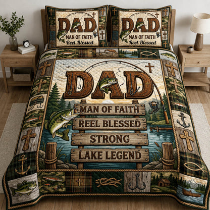 Christian Fishing Dad 3-Piece Quilted Bedding Set GFTOLAN403