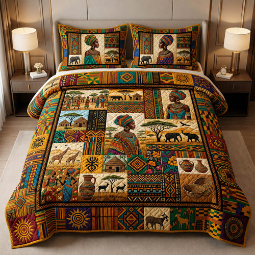 African Heritage 3-Piece Quilted Bedding Set GFTOLAN405