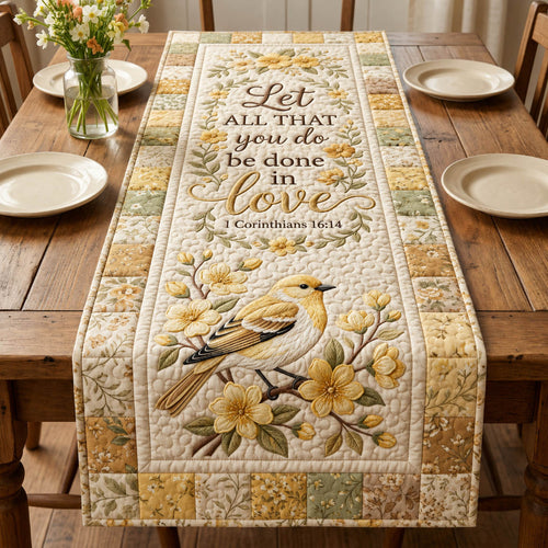 Faith Bird Bible Verse Quilted Table Runner GFTOLAN413