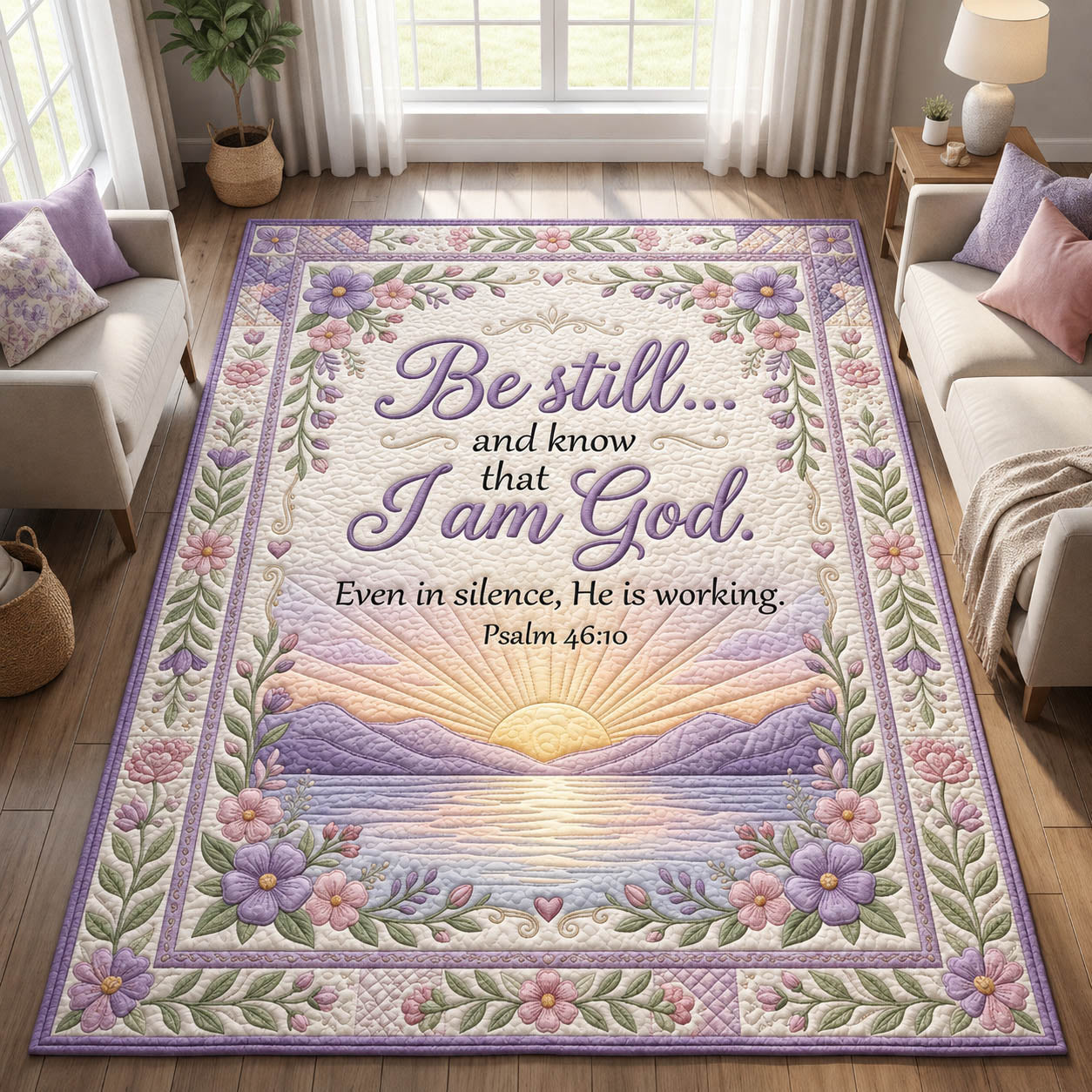 Faithful Floral Bible Verse Area Rug GFTOLAN496