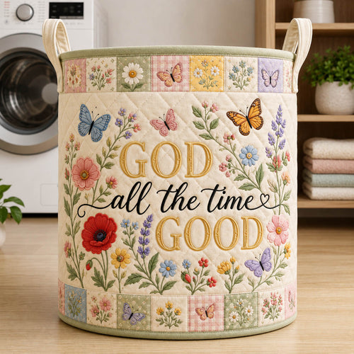 Faithful Christian Quilted Laundry Basket GFTOLAN537